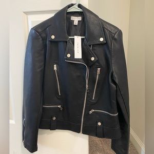 Black Topshop leather jacket in size US 8